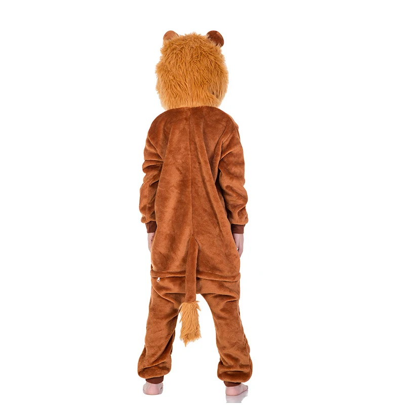 Cartoon Lion Baby Boys Pajamas Girls Hoodie Flannel Sleepwear Cute Cosplay Pajamas Costume Onesies For Kids Baby Party Bodysuit