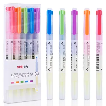 

5 pcs/set Highlighter Double written in a pen 5 colors/set Hightlighter school office supplies Marker Convenient to take notes