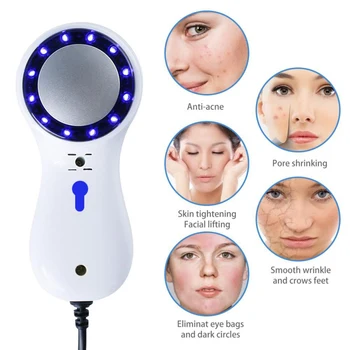 

Double-head Blue Light Face Skin Care Tools Skin Massage Tightening Wrinkle Shrink pores Ultrasonic Device QJ20
