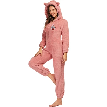 

2020 New Pajamas Nightgown Women's Winter Sleepwear Long Sleeves Plus Plush Thick Plush Jumpsuit Hooded Homewear Pajamas Robes