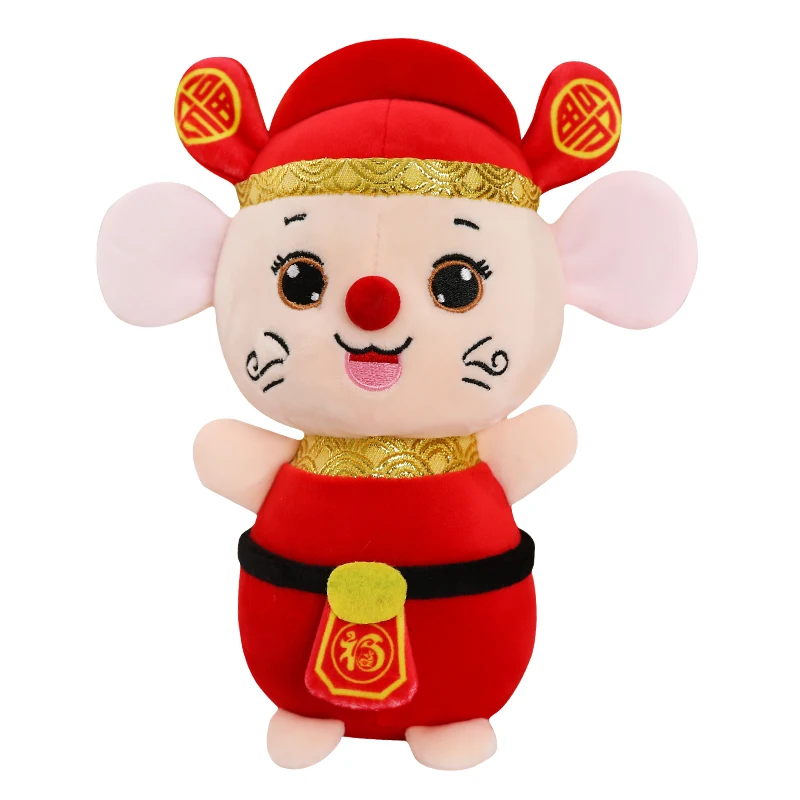 

Hot 1pcs 25cm Kawaii China Dress Mascot Rat Red Mouse Plush Toys New YearMascot Party Decor Gift Soft Doll Toy Girl Kids Year