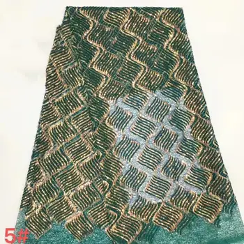 

New Luxury African Lace Fabric 2020 High Quality Lace Green Mesh Sequin Lace Fabric For Wedding Party French Tulle Lace Fabric