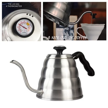 

1200ML Coffee Gator Pour Over Kettle Stainless steel kettle Gooseneck Spout with Thermometer for Coffee Kitchen Water Tools