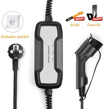 

EVSE EV Charger Type1 Portable EV Charging Box Cable Switchable 16A Schuko Plug Electric Vehicle Car Charger SAE J1172 6.5m 220V