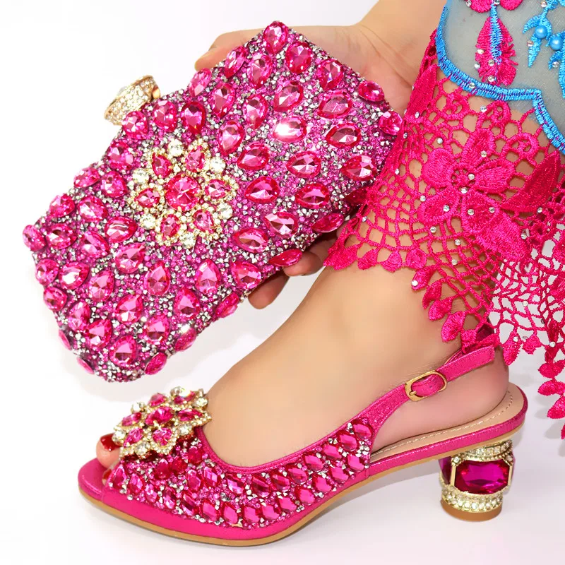 

Fashion Italian Shoes and Bag To Match fuchsia Color Shoes with Bag Set Nigerian Shoes and Matching Bag African Wedding Shoes