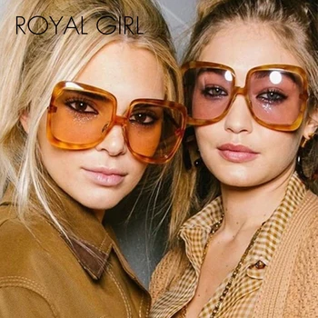 

ROYAL GIRL Oversized Square Vintage Sunglasses Women Luxury Brand Fashion Cat Eyes Sun Glasses Trending Style Goggle UV400 Ss441