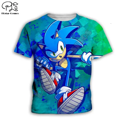 

Kids Sets Summer suit New Movie Super Sonic anime 3d tshirt Casual Shorts Children tops Short Tees Cartoon boy girl t shirts 03