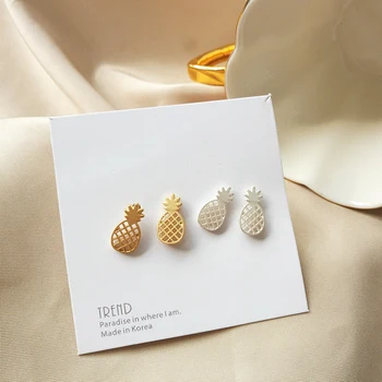 

Cute Pineapple Clip On Earrings Without Piercing Matte Gold Sliver Fruit Ear Clips for Women Girl Gift Fashion Jewelry Wholesale