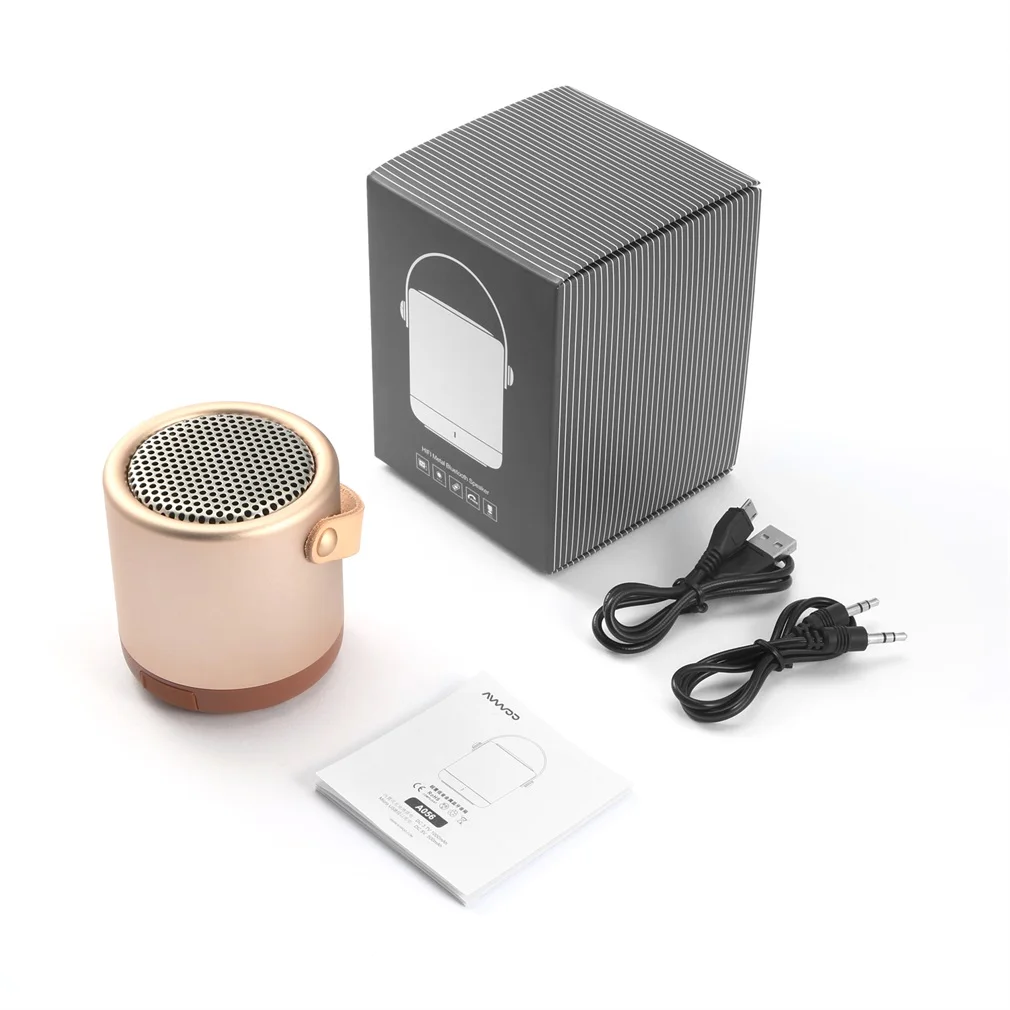 Portable Metal Mini Speaker 5W Wireless Speaker with TF Card Enhanced Super Bass for Smartphone Tablet Computer - Цвет: Золотой