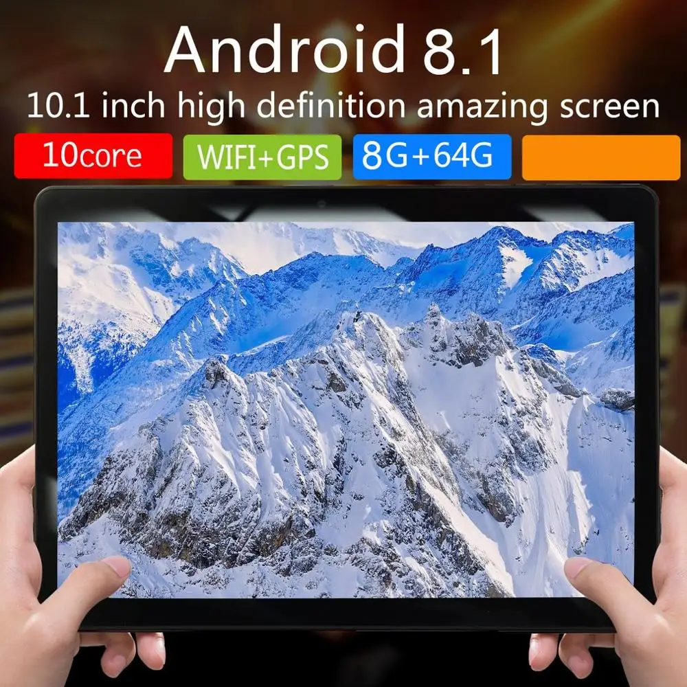 KT107 круглый планшет 10,1 дюймов HD большой экран Android 8,10 версия модный портативный планшет 8G+ 64G черный планшет
