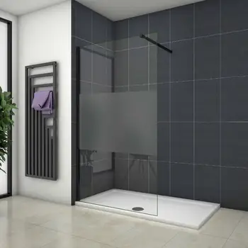 

Shower screens Panel fixed screen laminated glass film follower to explosion pureba 8mm profile black bar