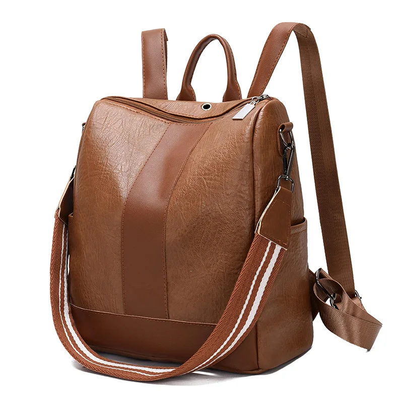 

Fashion School Bags For Teenage Girls 2019 Vintage Big Capacity Women's Backpack Leather Travel Bag Brown Sac A Dos Femme