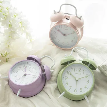 

Nordic Candy Color Alarm Clock Office Table Luminous Quartz Clock Bedroom Bedside Night Light Silent Simple Fashion Alarm Clock