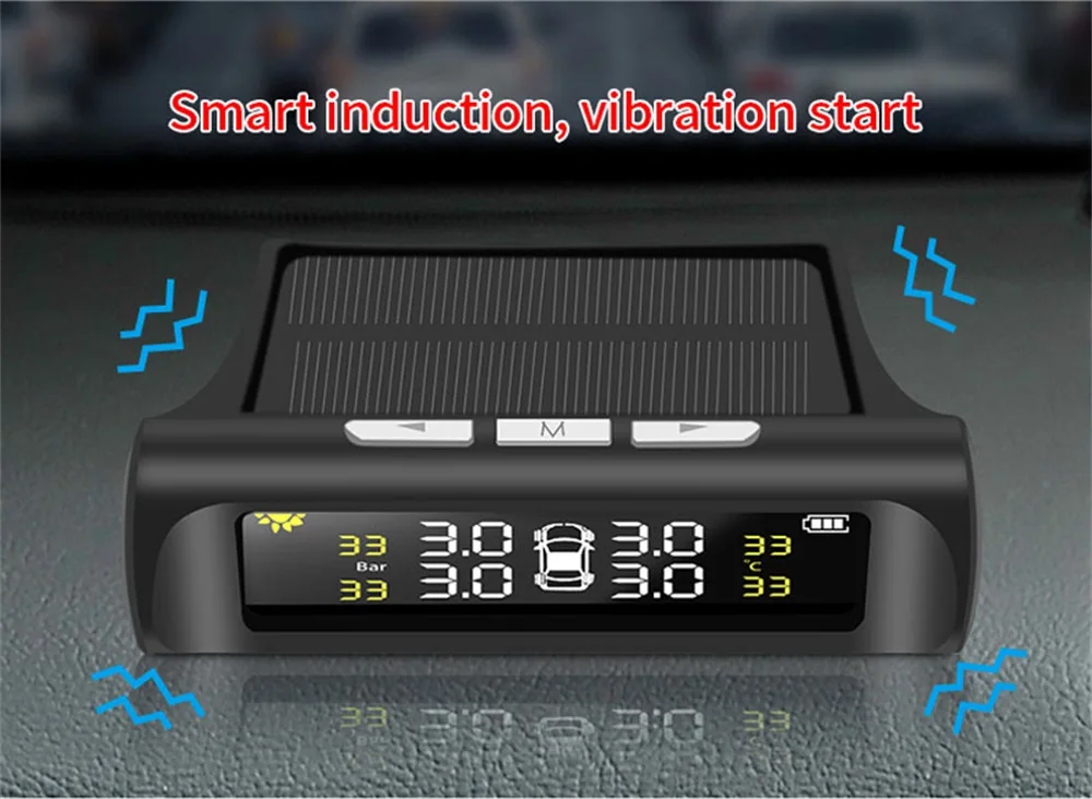 Автомобильная система контроля давления в шинах TPMS, умная солнечная энергия, цифровой дисплей, система охранной сигнализации, Встроенные датчики давления в шинах