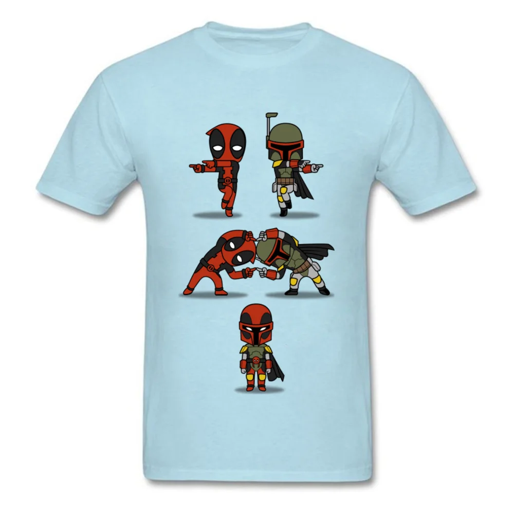 Забавная брендовая новая футболка Boba Fett Fusion Deadpool Мужская футболка Trooper Starwars o-образным вырезом хлопок топы Футболка свободная повседневная - Цвет: Light Blue