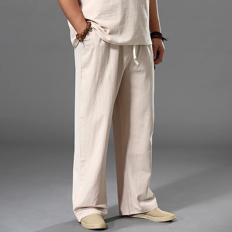 Cotton Linen Pants Men Japan Style Large Size