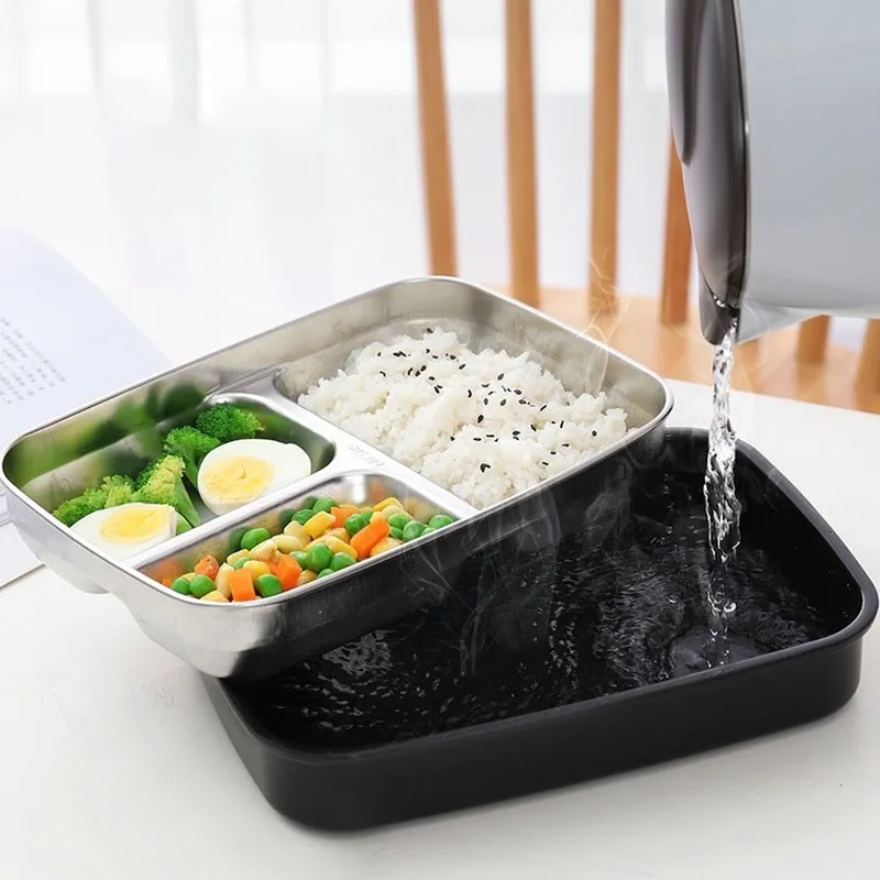 Ланч-бокс из нержавеющей стали контейнеры для еды с ложкой палочки для еды отсеки герметичный Ланчбокс школьная детская столовая посуда bento box