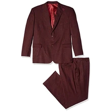 Мужской Бургундский костюм с отворотом, костюм шафера, свободный стиль, костюм из трех предметов(пиджак+ брюки+ жилет