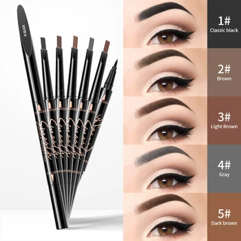 

5 Color Automatic Rotation Double-Headed Eyebrow Pencil with Liquid Eyeliner Pen 2 in 1 Waterproof Long-lasting Makeup Cosmetics