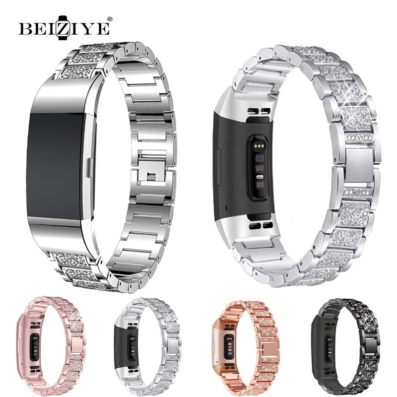 

Stainless Steel Diamond Women Band For Fitbit Charge 2 Watchbnad Bracelet Replacement Fitbit Charge 2 3 Smartwatch Accessories