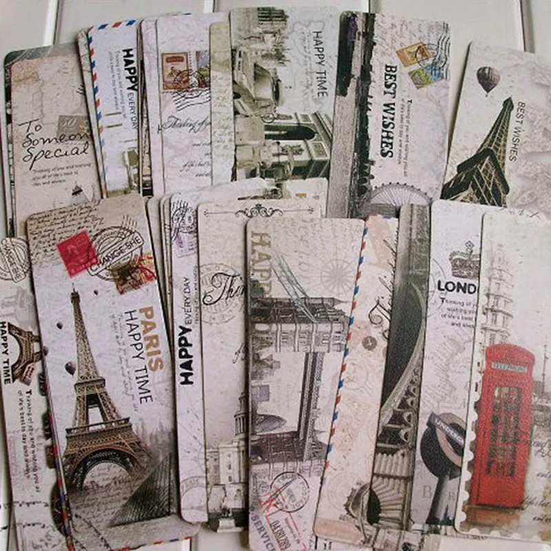 30 unids/set estudiante colección Retro papel marcador creativo Torre libro Clip marcadores de época regalo de la escuela, la Oficina estacionaria