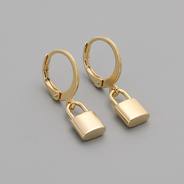 Steel Sinple Lock Women Dangle Earrings Gold Color 2021 Hot Fashion Dainty Drop Earrings For Women Jewelry Gift