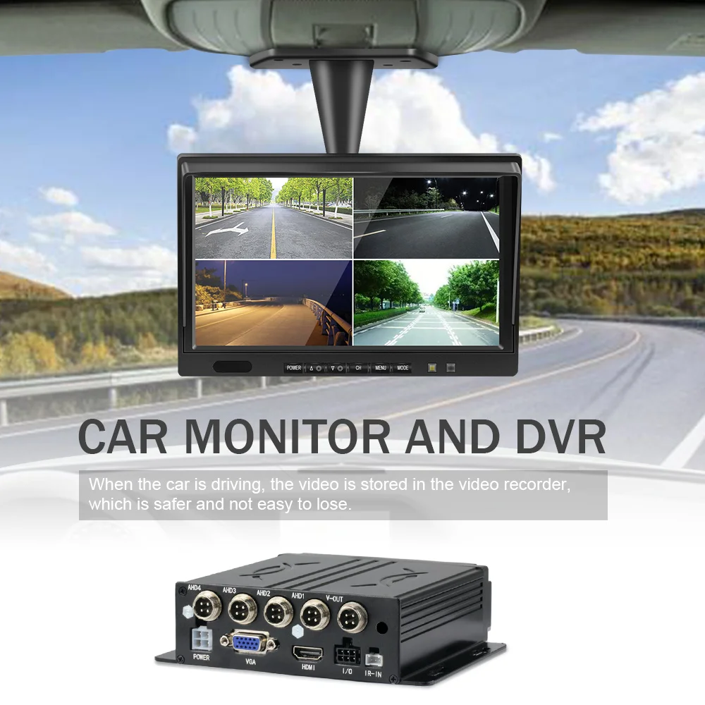 9 дюймовый AHD DVR монитор для грузовика/автомобиля 4 канальный рекордер камера