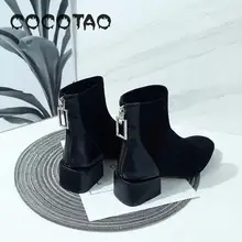 Женская обувь осень-зима г., новые женские ботинки обувь на тонком квадратном каблуке Ботинки martin «Джокер» короткие ботинки на толстой подошве, 35