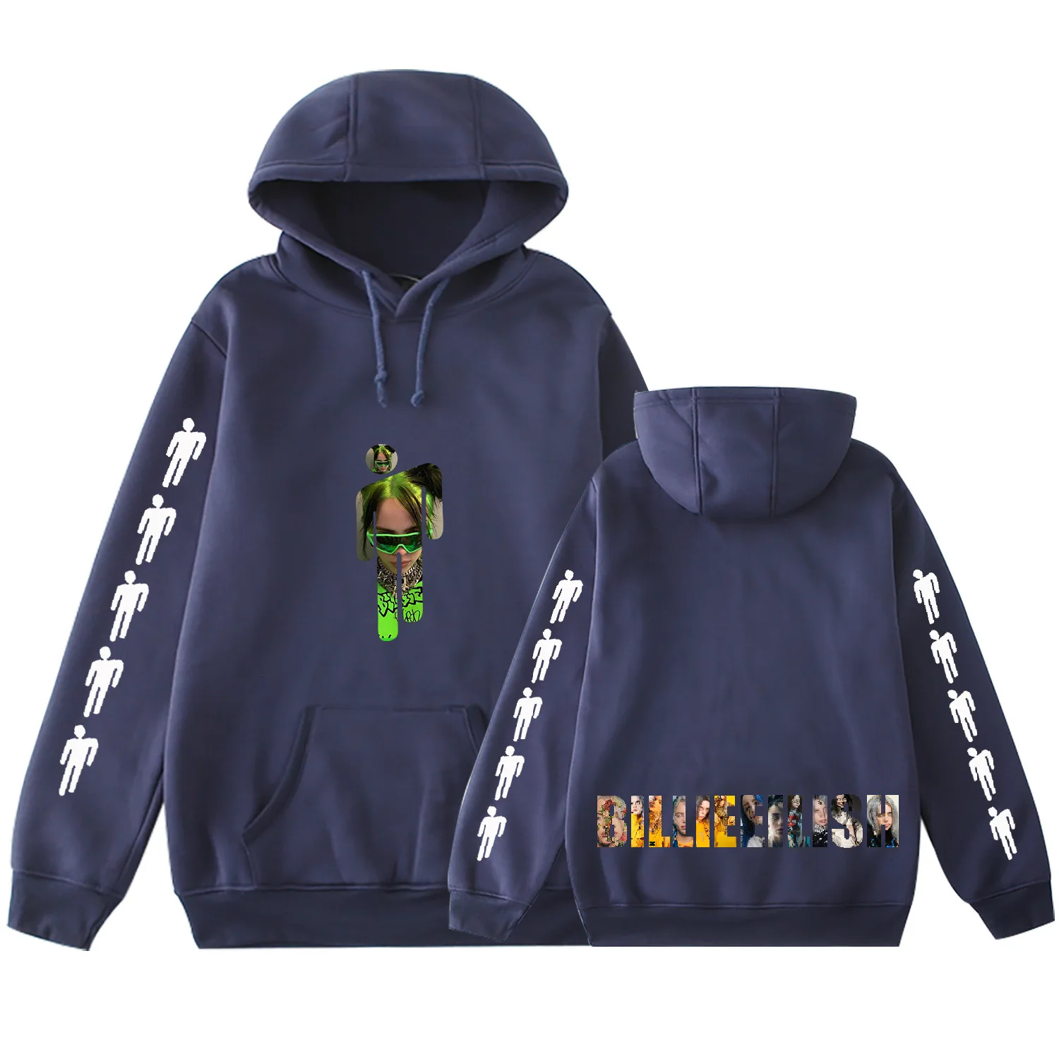 Billie Eilish толстовки, свитшоты, куртки на каждый день больше размера d Толстовка размера плюс 4XL товар Повседневная модная одежда - Цвет: Blue-1