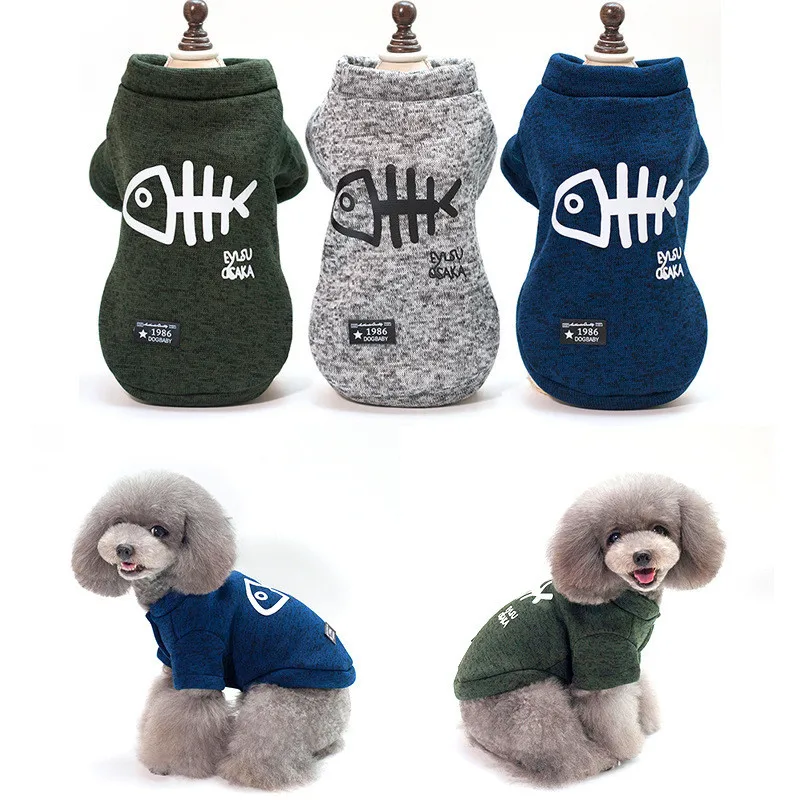

Pet Dog Clothes Autumn & Winter Coat Puppy Jacket Apparel Small Puppy Costume Cute Fish Bone Dog Clothing Sweaters for Leisure
