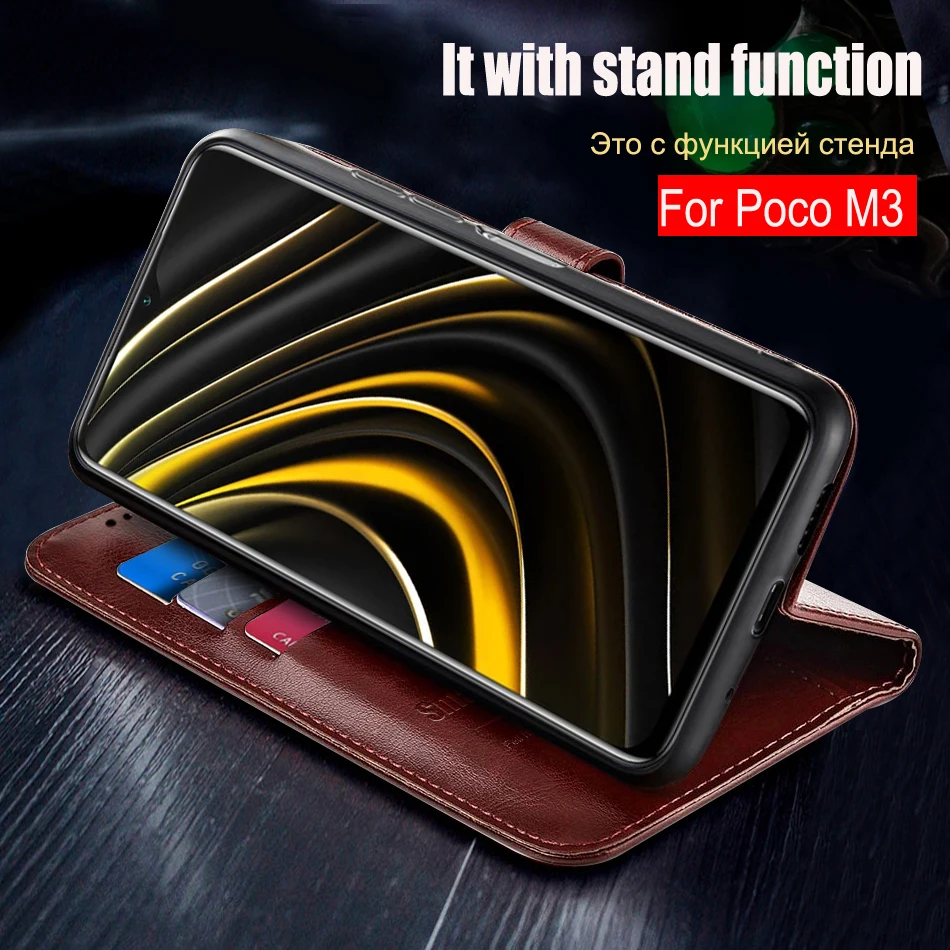 Retro Leather Case For Poco M3 case Funda Flip Wallet Hoesje cover case For Xiaomi Poco M3 M 3 Cases Phone Protective Shell Book xiaomi leather case hard