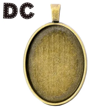 

10pcs/lot Ancient Green Oval Blank Tray Pendant Fit 24X39mm Oval Cabochon Setting Cameo DIY Necklace Jewelry Making Finding