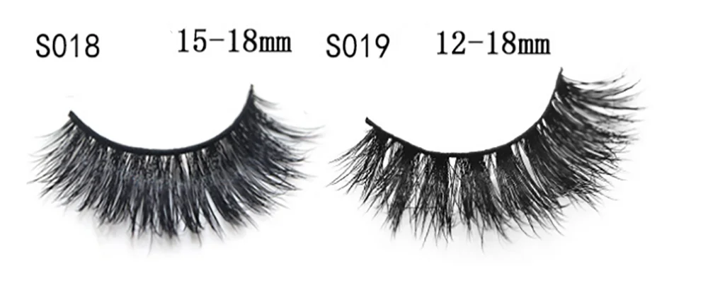 Three pairs of 3-D mink pseudo-eyelashes with 18 mm length, dense and slender long eyelashes s018-019 series, fashionable young