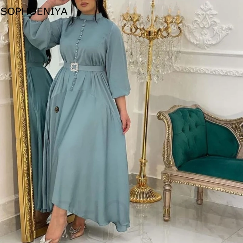 

New Arrival Chiffon High Neck Long sleeve Evening dresses for women 2024 Vestido de fiesta corto Prom Party dress Evening gowns