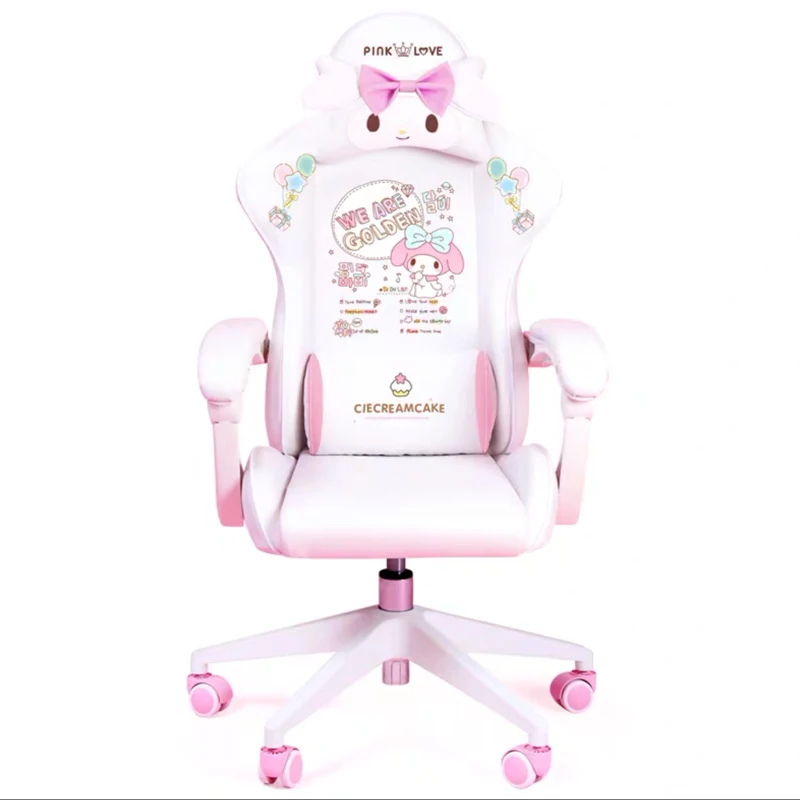 2020New products WCG gaming chair girls cute cartoon computer armchair office home swivel massage chair lifting adjustable chair 4