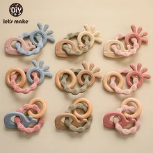 Let's Make – anneau de dentition en bois pour bébé, 1 pièce, Bracelet, baleine, poulpe, nouveau né, hochet de qualité alimentaire, Silicone sans BPA, jouet