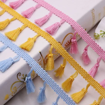 

1Yard/Lot Lace Ribbon Sewing Trim Tassel Pompoms Trim Ball Fringe Silk Tassel Fringe Trim Embroidery Fabric Clothing Accessories