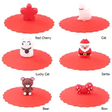 Силиконовая крышка для чашки Пылезащитная герметичная чайная кофейная прозрачная вишневая силиконовая крышка для чашки термостойкая Герметичная крышка(бант