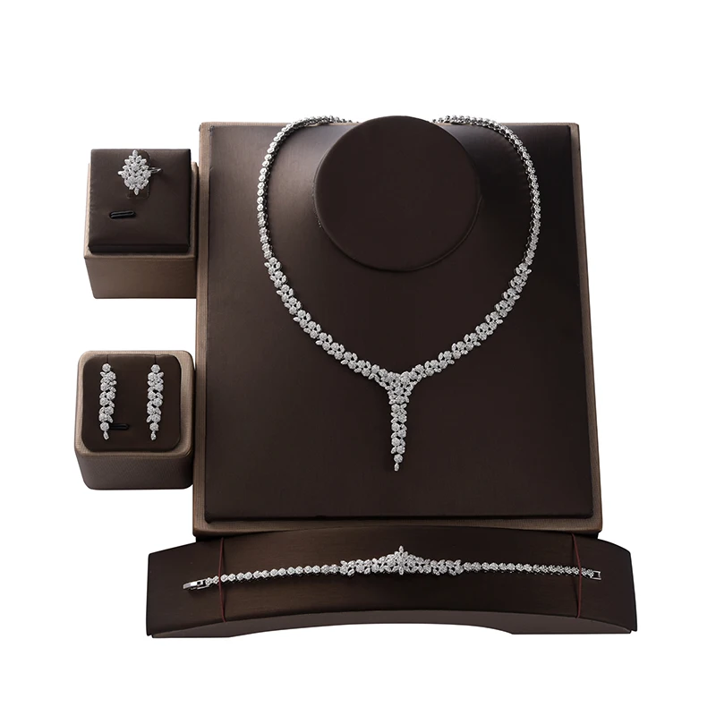 

Jewelry Set HADIYANA Vintage Women Wedding Fahion Party Necklace Earring Ring And Bracelet Set Zircon CN1525 Conjunto de joyas