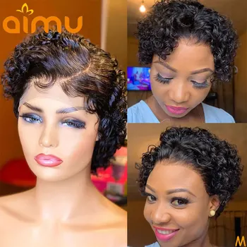 

Pixie Cut Wig Glueless 4x4 Closure Wig Short Curly Bob Wig 13x4 Lace Front Human Hair Wigs Pre Plucked Hairline Bleached Knots