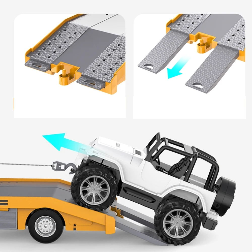 Double E E674 1/18 RC Truck Trailer Radio Controlled Car Tractor Traffic Police Road Wrecker construction vehicle toy for kids 5