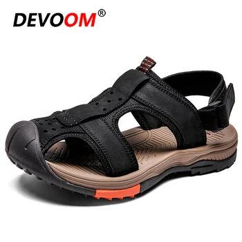 

2020 Mens Sandals Summer Outdoor Sneakers Hiking Sandals Men Non-slip Wear-resistant Leather Sandalias Hombre Beach Male Shoes