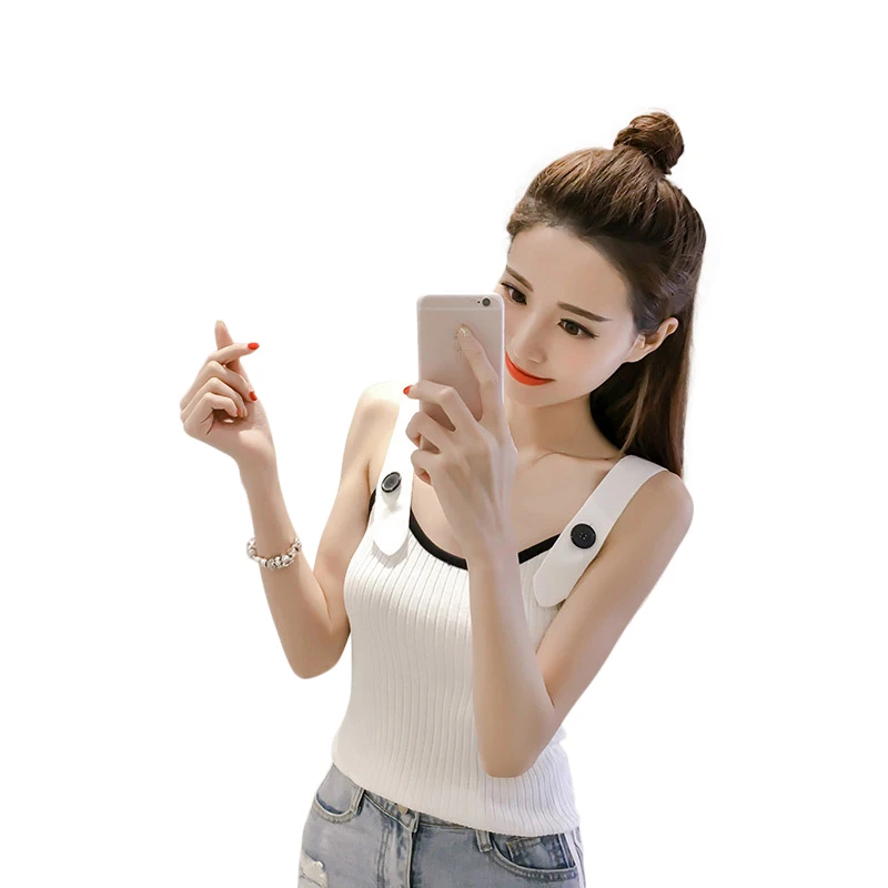Для женщин сексуальный укороченный топ без рукавов трикотажные короткие Cami Tank TopTops женская одежда Rk