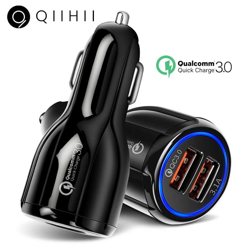 

QIIHII Usb Car Charger Quick Charge 3.0 2.0 For iphone Samsung Car Usb Charger For Xiaomi Huawei Car Fast Charger For Smartphone