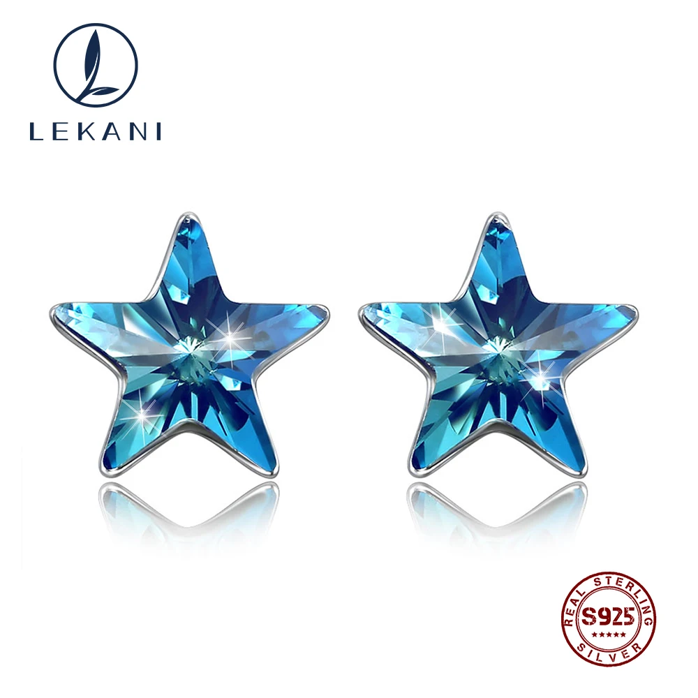 LEKANI, брендовые ювелирные изделия, кристаллы LEKANI от Swarovski, заклепки в виде звезд, серьги из стерлингового серебра 925 пробы, серьги для женщин, ювелирные изделия, подарки