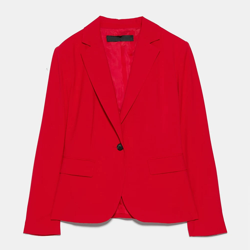 ZA, осенний костюм, куртка, пальто, модное, красное, желтое, Европа, Америка, женская одежда, двубортное пальто, вечерние, для путешествий - Цвет: red