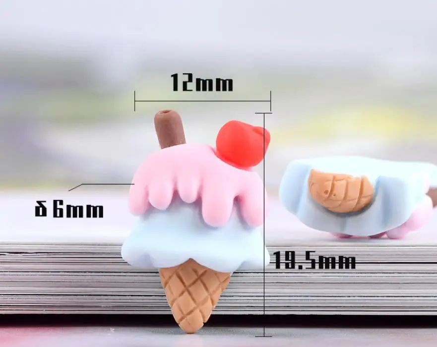 unicorns Ice Cream Simulation Fake Food Flat back Resin Cabochons Scrapbooking for hair Bows Decor DIY Craft Accessories