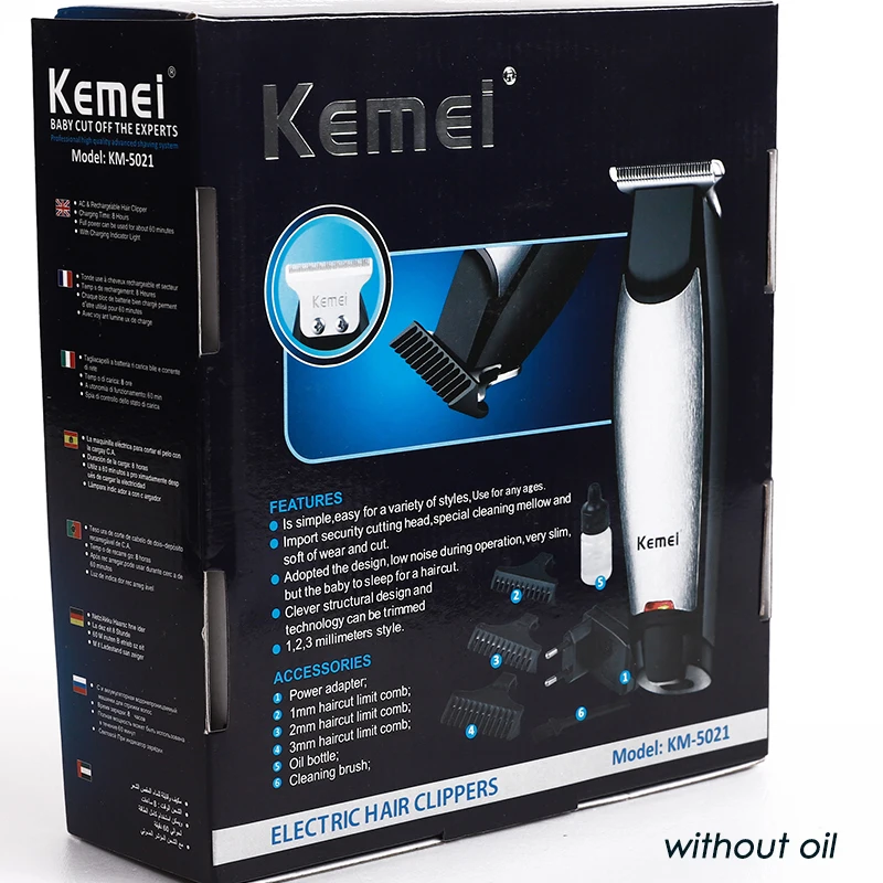 EU PLUG Профессиональная машинка для стрижки волос Kemei 3 в 1, перезаряжаемая машинка для стрижки волос 0 мм, триммеры для стрижки волос, машинка для стрижки волос с usb-кабелем KM-5021 - Цвет: EU PLUG