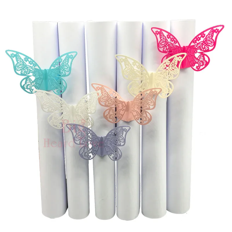 

40pcs Laser Cut Beautiful Double Butterfly Napkin Holder Paper Napkin Ring For Wedding Party Decorations Dinner Wedding Favors