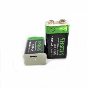 

2pcs/lot 9V 1180mAh USB lithium ion battery 6F22 rechargeable battery detector toy rechargeable battery free shipping